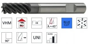 Frezy VHM wieloostrzowe 45 stopni, powlekane, uniwersalne, długie, E.7701.1L